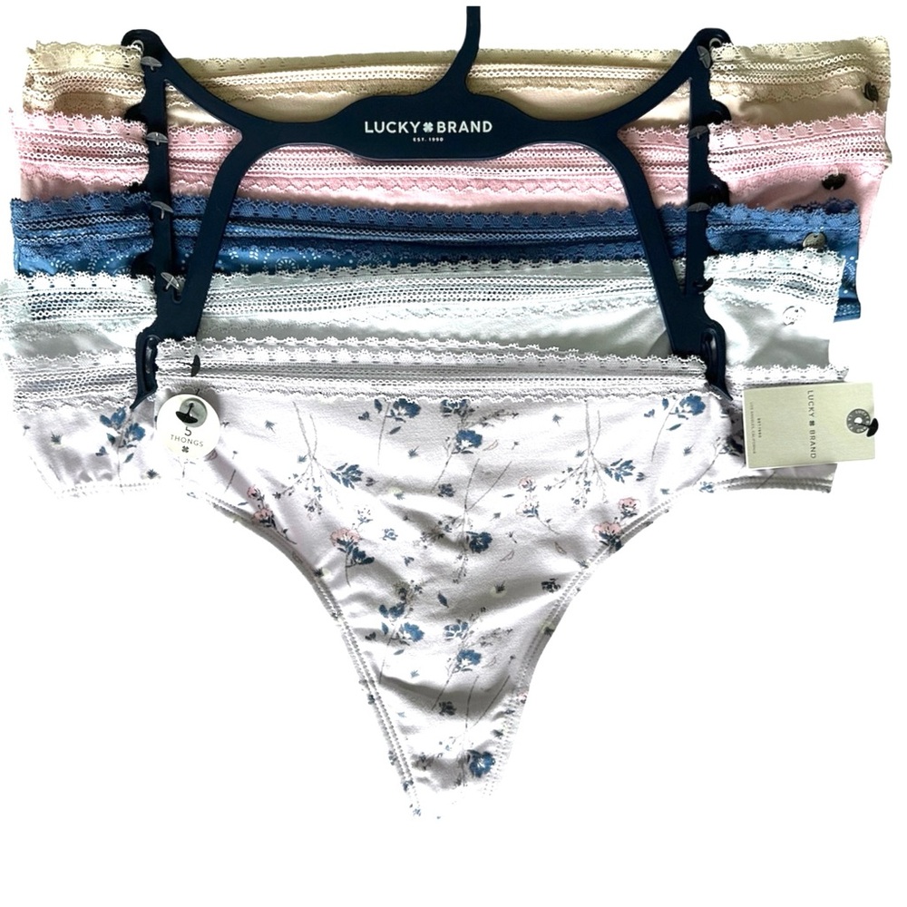 Lucky Brand 5 Pc Thong Panties Size Large Super Soft  NEW WITH TAGS